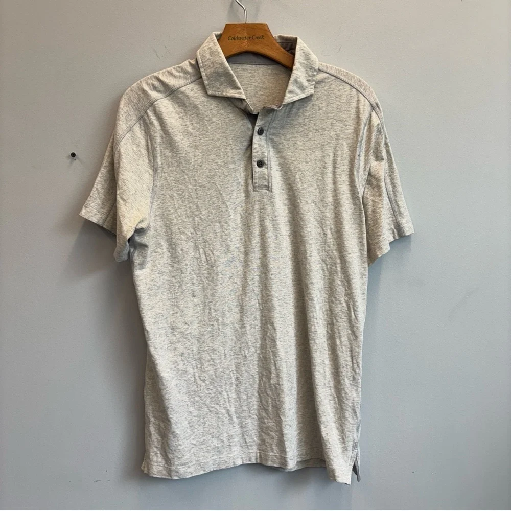 Lululemon Performance Polo Shirt Mens Small Short Sleeve Light Gray - Picture 1 of 8